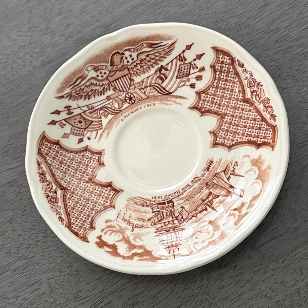 Vintage Alfred Meakin Fair Winds Transferware Nautical Saucer New York Harbor